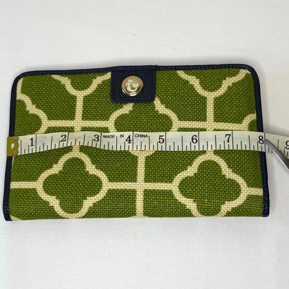 Spartina 449 Martinangel Snap Wallet Linen & Leather Lime Green Navy Blue NWT - Picture 7 of 9